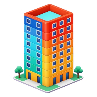 I want a 7 storey building with 7 chakras colour. Starting with red colour at the base sticker