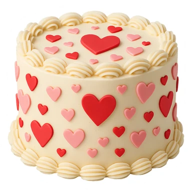 love-themed cake with heart decorations, no background sticker