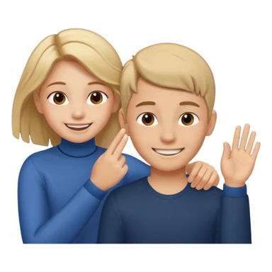 a boy putting a girls hair behind her ear gesture sticker