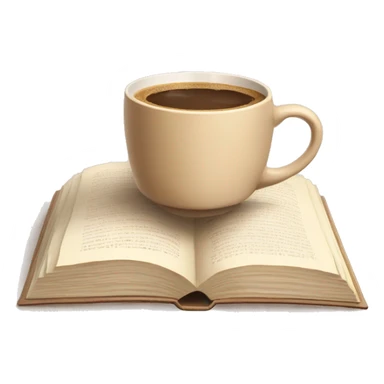 Beige cup of coffee, standing on a beige open Book, aesthetic, cozy  sticker
