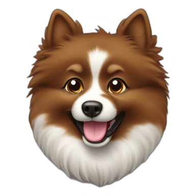Spitz dog happy face only dark brown color hairy sticker