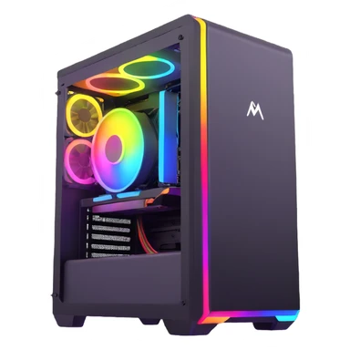 gaming PC with intense rainbow RGB lighting effects sticker