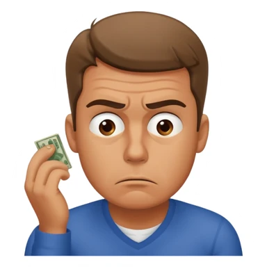 frustrated man thinking about money sticker