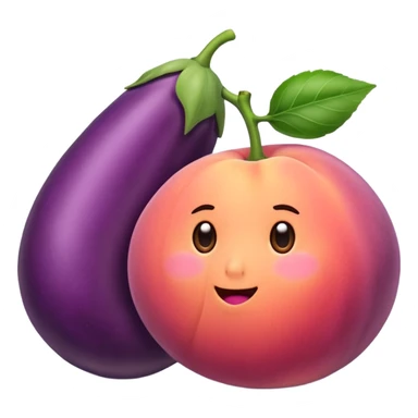 Peach with eggplant between sticker