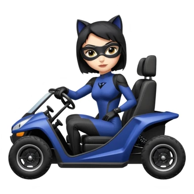 full size real-appearance road glowing racing sexy buxom CatWoman’s feminine midnight-colored tight outfit sixty’s tv show dark stealthy accurate sporty safe plush deluxe off-road pursuit drifting car lexus (black hair,reclining and relaxed torso and shoulders back against seat) rallycross kart  sticker