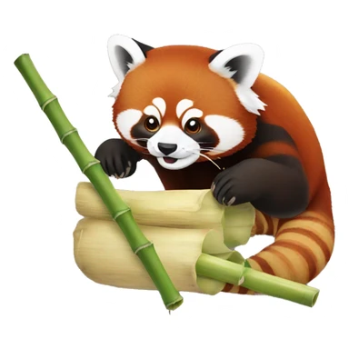 Red panda eating bamboo sticker