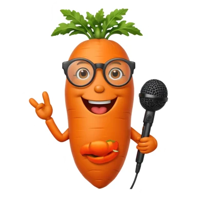 singing carrot wearing glasses with microphone sticker