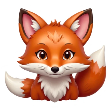 Cinematic Cute Fox Portrait Emoji, Head tilted playfully and inquisitively, featuring a glossy red Fur with delicate white accents and perky ears, round, sparkling amber eyes filled with mischievous curiosity, Simplified yet irresistibly adorable features, highly detailed, glowing with a warm, friendly glow, high shine, affectionate and lively, stylized with a touch of woodland whimsy, bright and endearing, soft glowing outline, capturing the essence of a mischievous yet loving fox, so playful it feels like it could dart out of the screen and into your arms! sticker
