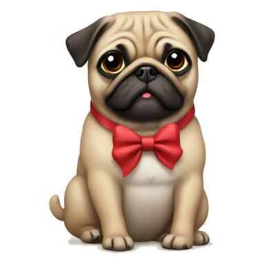 Pug wearing a bow sticker