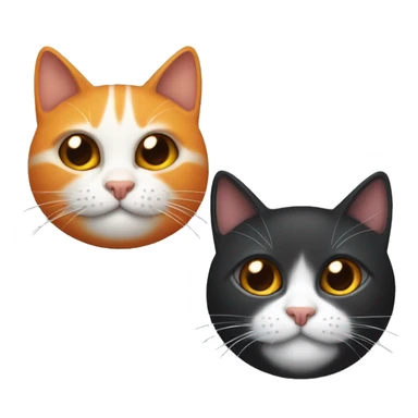 Gato negro y gato naranja abrazados sticker