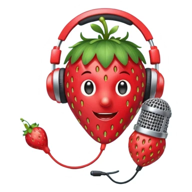 A strawberry holding mic and wear headphone sticker