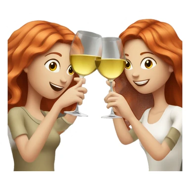 two girls with red hair toasting with white wine sticker