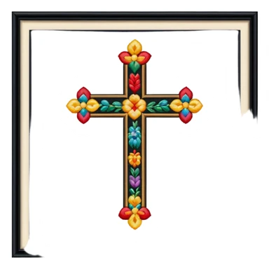 Framed cross-stitch sticker