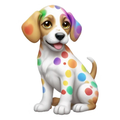 puppy with rainbow spots sticker