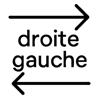 Directional arrows pointing right and left with "droite gauche" text sticker