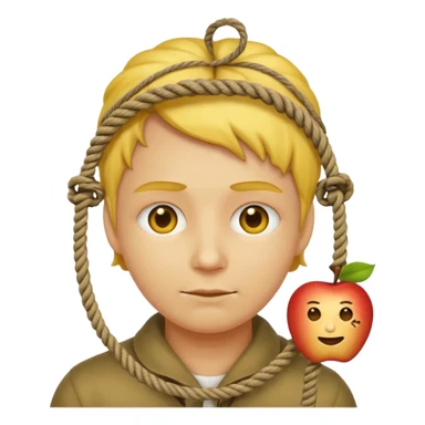 😔 with noose around neck. Apple themed emoji with regular yellowish skin(not completely yellow) only head sticker