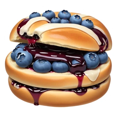 Make an emoji of a blueberry bun (small) that's broken off a bit so you can see the blueberry jam sticker