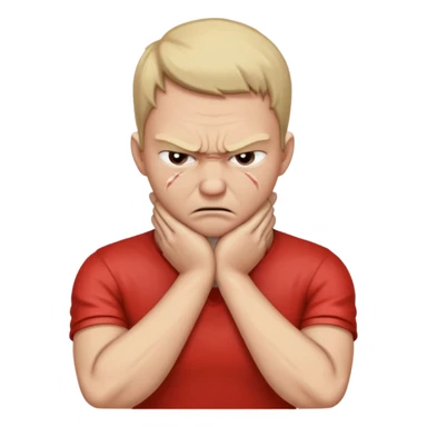 Grabbing throat with hands and looking angry with arms crossed and under chin, grabbing neck sticker