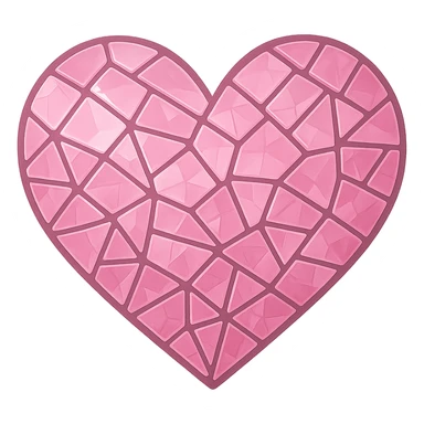 heart with a pink glass mosaic, clean digital illustration, no background sticker
