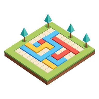 an isometric field with multi-colored tiles and directional arrows sticker