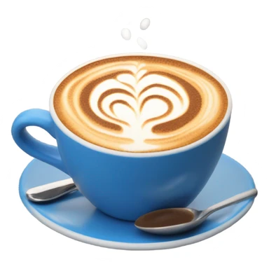 Cappuccino with latte art in a blue cup  sticker