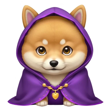 baby shiba dog, in magic purple cloak sticker