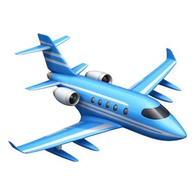 A compact jet with a blue-striped body and angled wings, climbing upward with steady power.
 sticker