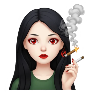 A girl with long hair smoking marijuana with red eyes  sticker