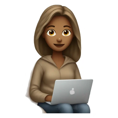 Cozy beige blanket dark blond hair girl with her coffee and laptop on the couch  sticker
