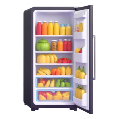 refrigerator with food inside sticker