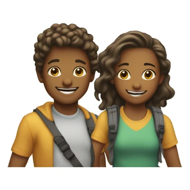 Two boys to the left and two girl to the right smiling outdoors together sticker