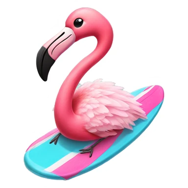 Flamingo on a surfboard wearing a tutu sticker