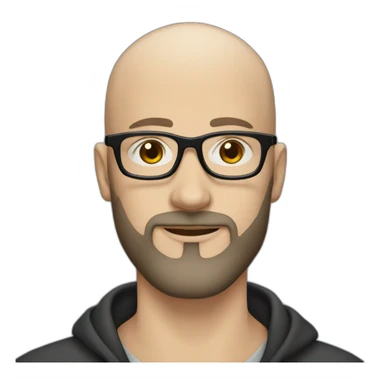 30 years old white bald man with a beard and squared black glasses sticker