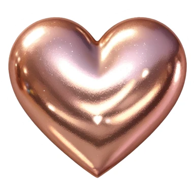 Edit the glittery gold color heart to a glittery rose gold color heart with a subtle gradient and no border. Keep the background transparent. Maintain the glittery texture and subtle gradient effect in rose gold tones sticker