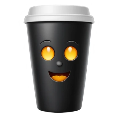 takeaway coffee cup black with black lit sticker