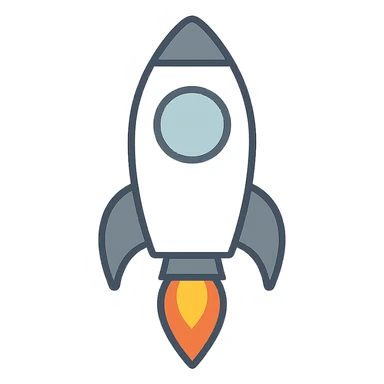 simple rocket ship, clean and minimalistic, general style sticker