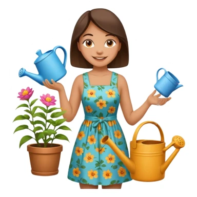 gardener woman with watering pot sticker