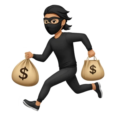 Thief running away with money bag  sticker