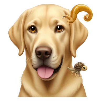 Golden Labrador with snail sticker