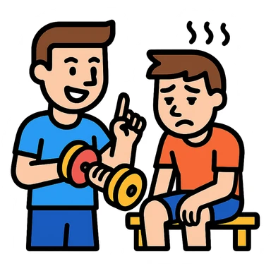 One sportsman encourages the other one, to do a workout and stop being lazy
 sticker