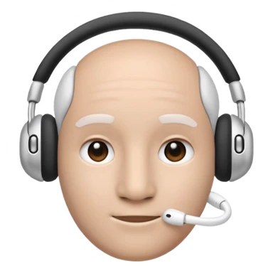 Create an Apple-style emoji that uses the 😶 neutral face, but wearing the same AirPods Max headphones as the 🎧 emoji. sticker