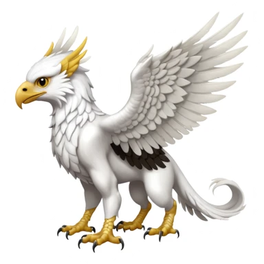 Albino white-furred Gryphon-Trico-griffin-chimera-hybrid, full body sticker