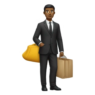 Homme d’affaire en vêtements noir avec des grands pieds et une mallette  sticker