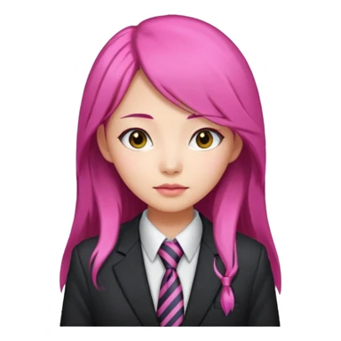long black and pink haired asian woman with tie and blazer sticker