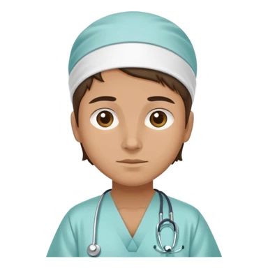 patient wearing a hospital gown, neutral expression sticker