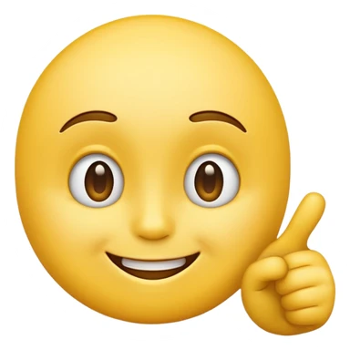 A normal smiling, not realistic looking, yellow emoji like the basic iPhone ones pointing to its head like it has a great idea sticker