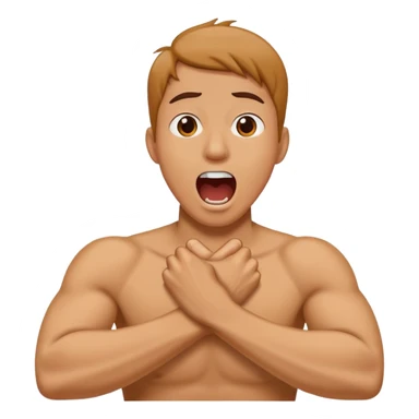 arms crossed holding neck screaming sticker