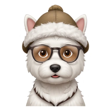 Westie Dog with Glasses and hat sticker