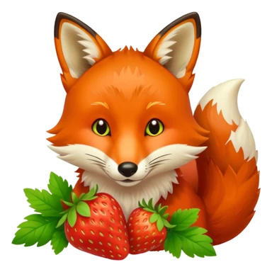 fox eating strawberries sticker