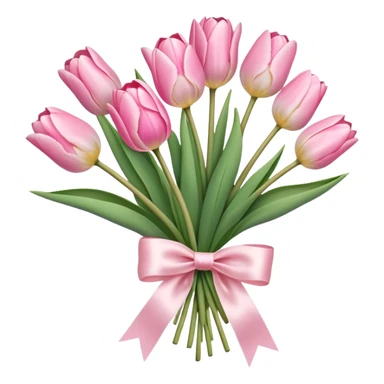 Pastel pink tulip bouquet with bow sticker